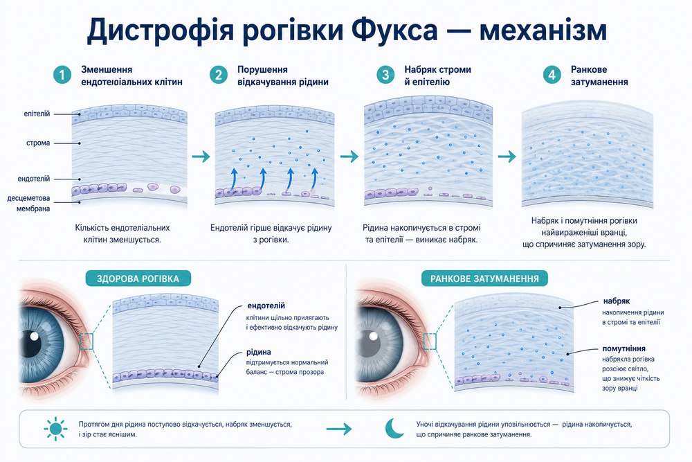 Дистрофія рогівки Фукса - механізм розвитку