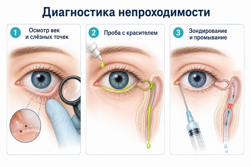 Хирургия слезных путей - диагностика