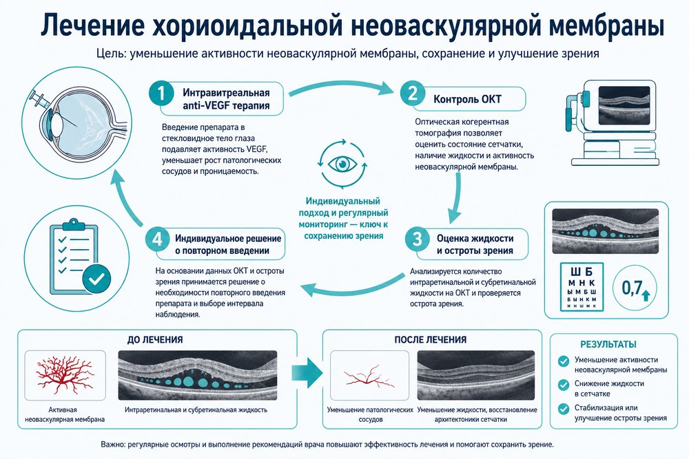 Хориоидальная неоваскулярная мембрана - лечение