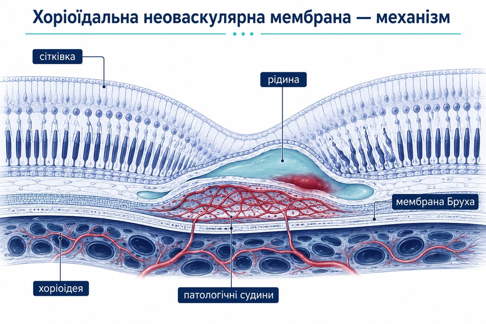 Хоріоїдальна неоваскулярна мембрана - механізм розвитку