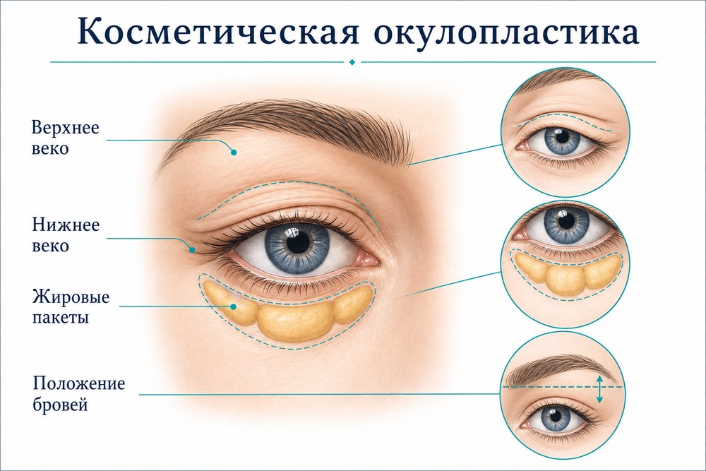 Косметическая окулопластика - механизм развития