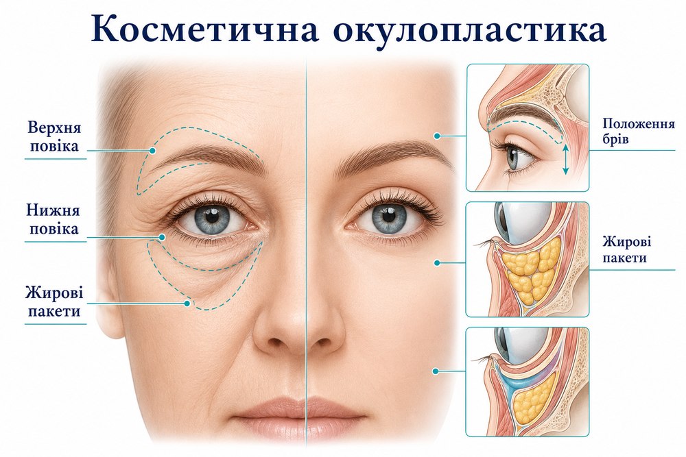 Косметична окулопластика - механізм розвитку