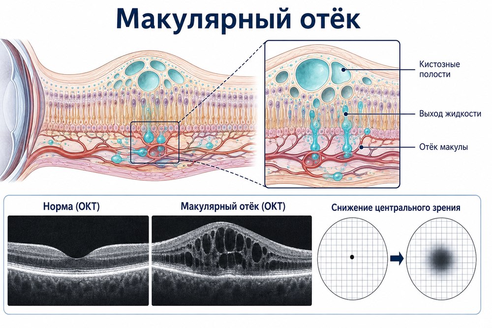 Макулярный отек - механизм развития