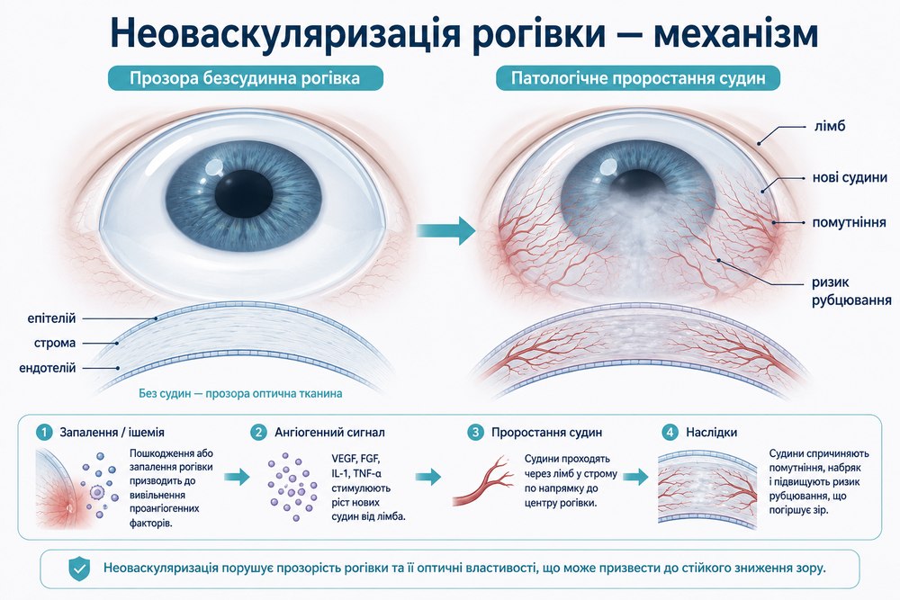 Неоваскуляризація рогівки - механізм розвитку