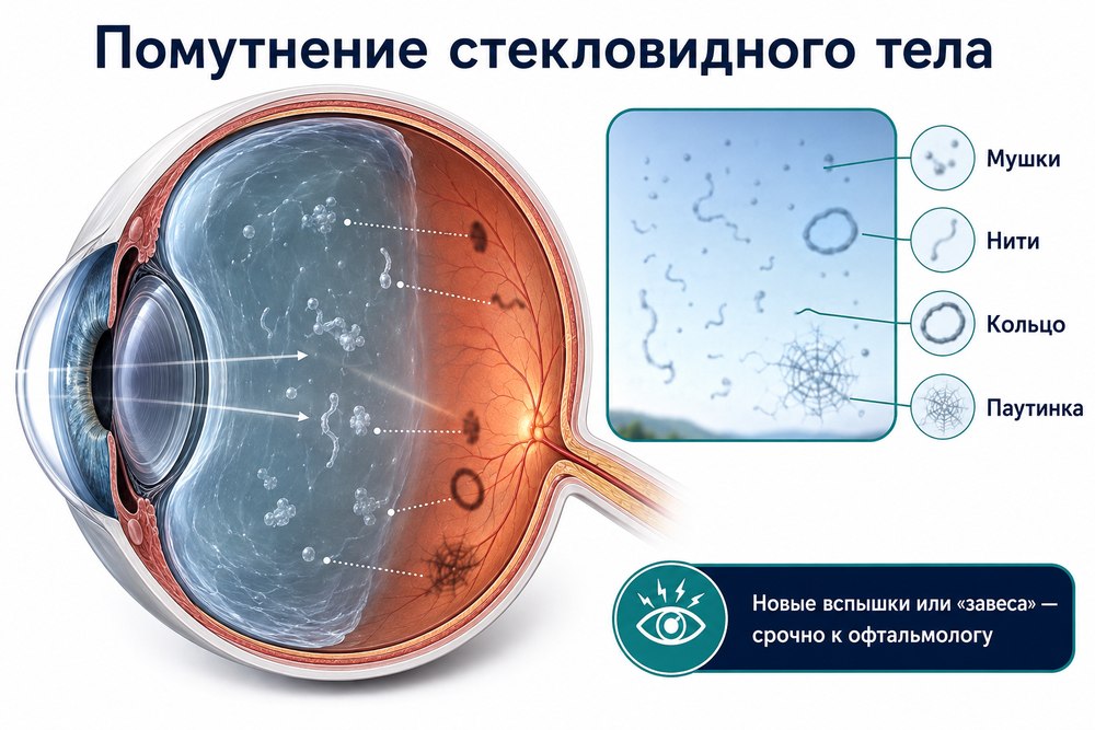 Помутнение стекловидного тела - механизм развития