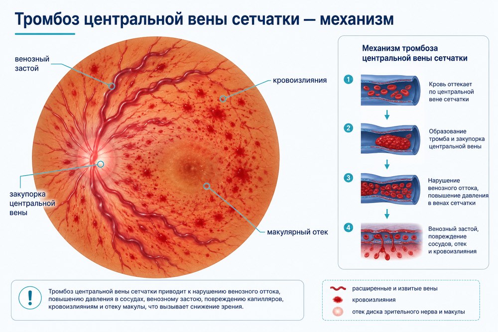 Окклюзия центральной вены сетчатки - механизм развития