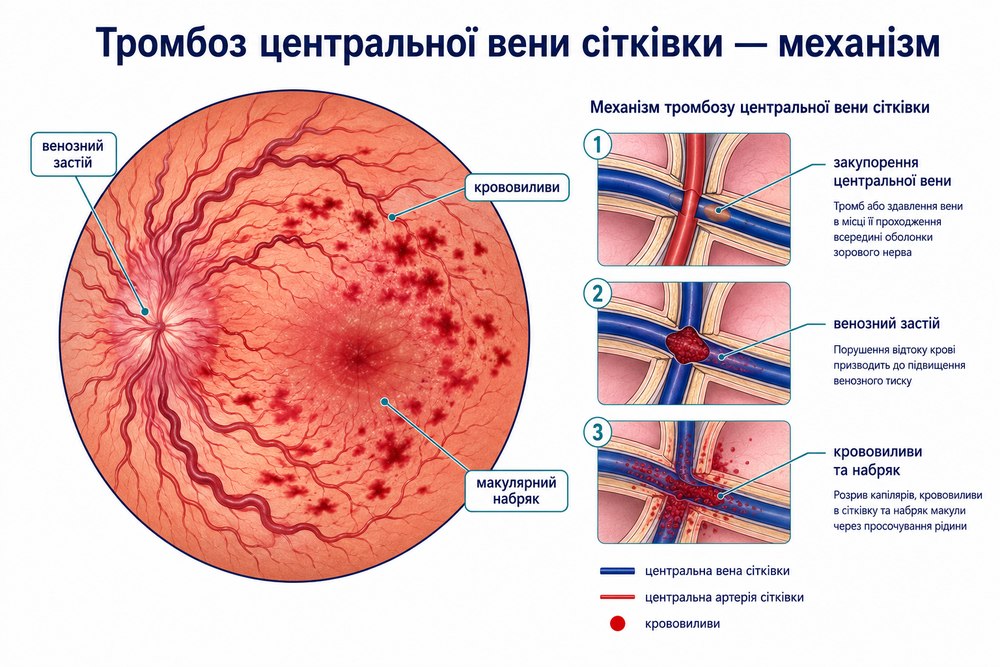 Оклюзія центральної вени сітківки - механізм розвитку