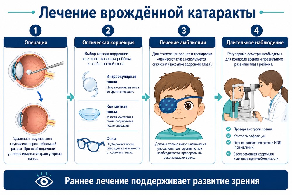 Врожденная катаракта у детей - лечение