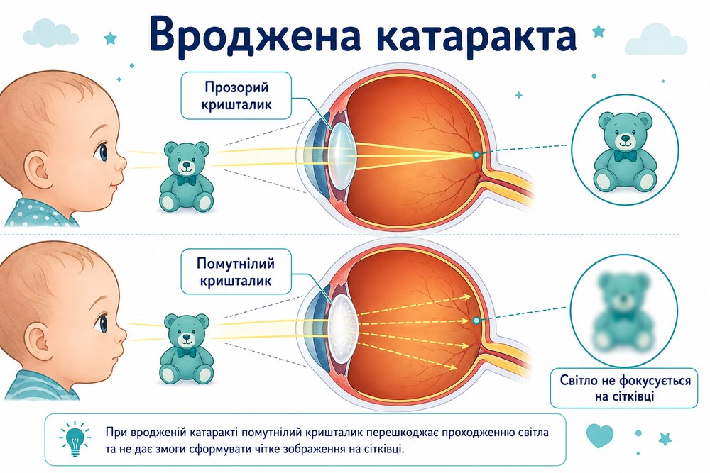 Вроджена катаракта у дітей - механізм розвитку
