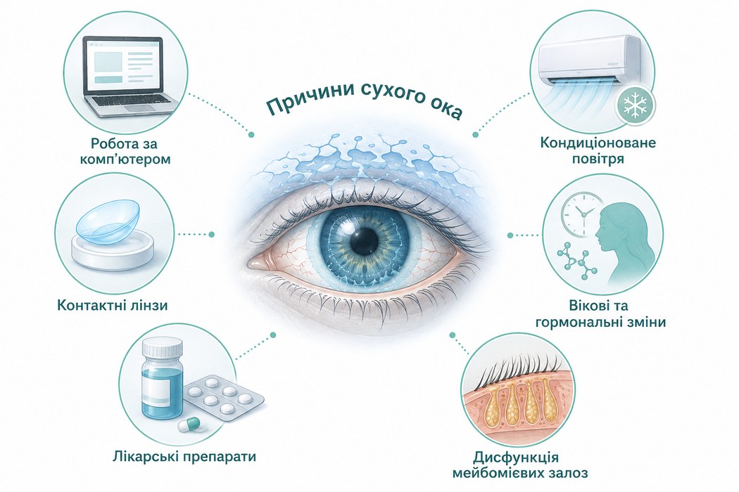 Синдром сухого глаза - Причины синдрома сухого глаза