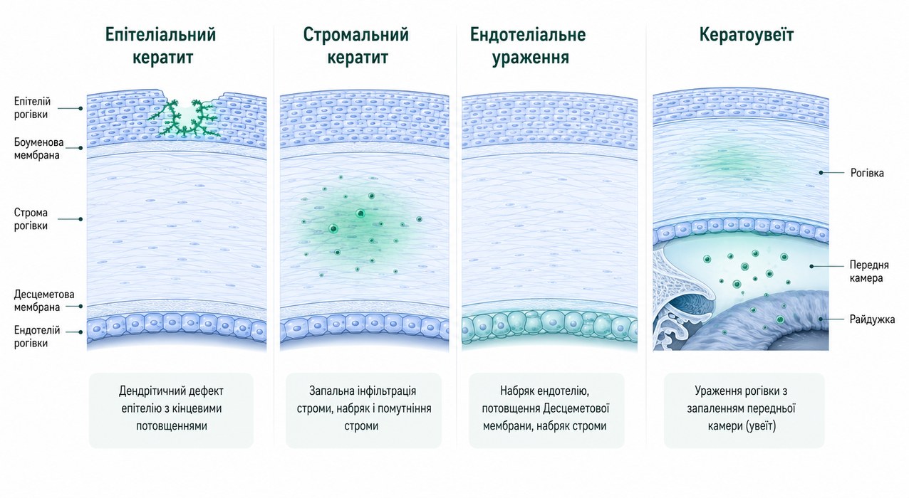Герпетичний кератит - Форми герпетичного кератиту